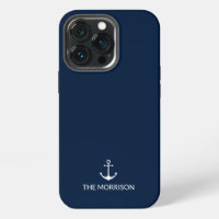 Nautical anchor Custom Boat Name navy blue white