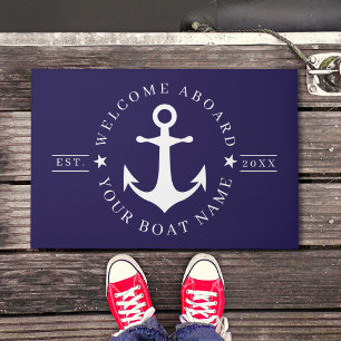 Nautical Anchor Custom Boat Name Welcome Doormat