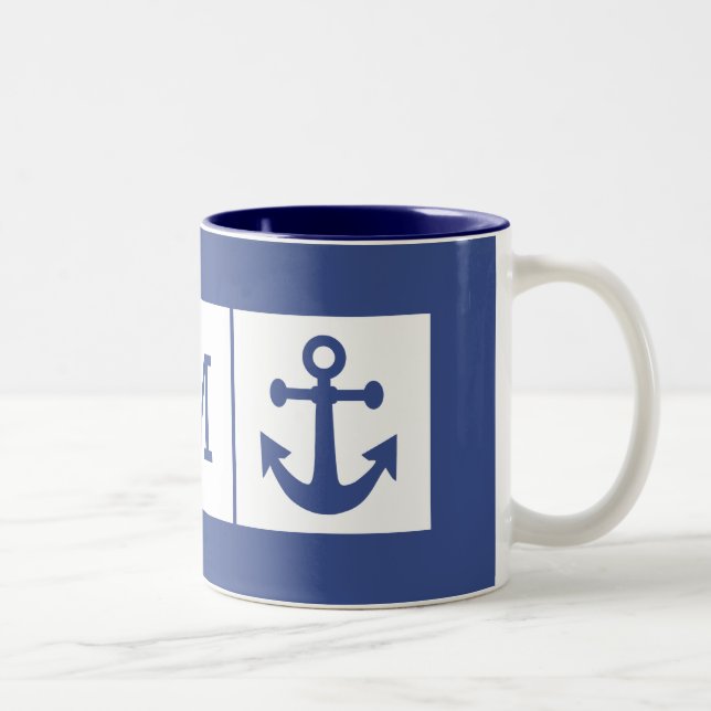 Nautical Anchor custom monogram mugs (Right)