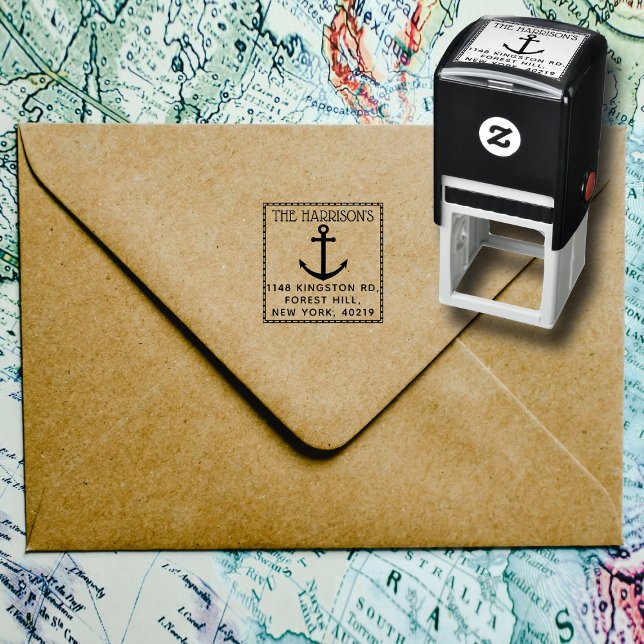 Nautical Anchor Custom Name & Address Self-inking Stamp (Creator Uploaded)