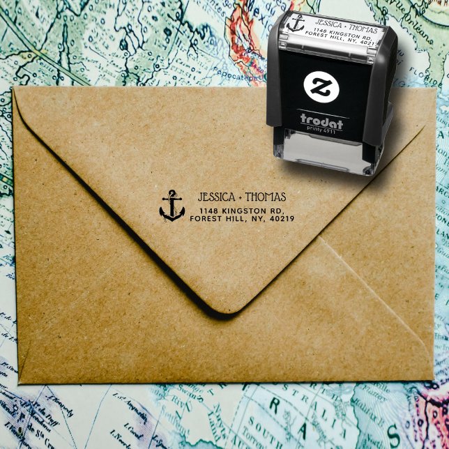 Nautical Anchor Custom Name & Address Self-inking Stamp (Creator Uploaded)