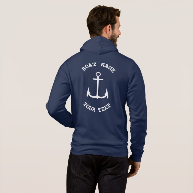 Nautical Anchor Custom Navy Blue 2 Zip Hoodie (Back Full)