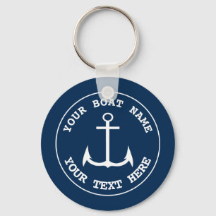 Nautical Anchor Custom Navy Blue Key Ring