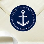 Nautical Anchor Custom Navy Classic Round Sticker<br><div class="desc">Nautical anchor custom navy wedding stickers.</div>
