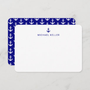 Nautical Anchor Custom Navy Note Cards