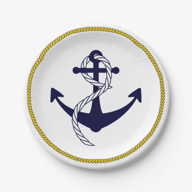 Nautical Anchor Custom Party Paper Plates (Front)