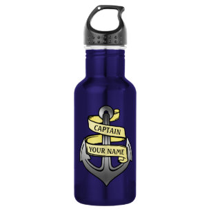 Nautical Anchor Custom Ship Captain Your Name 532 Ml Water Bottle