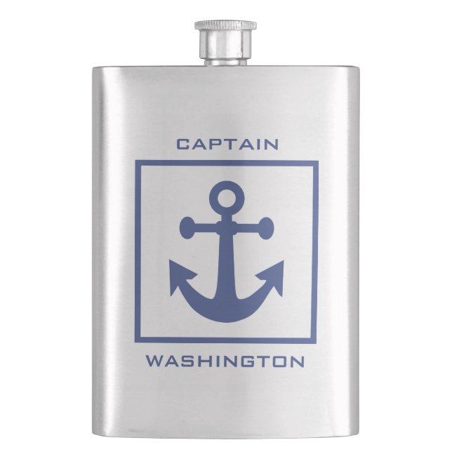 Nautical Anchor custom text flask (Front)