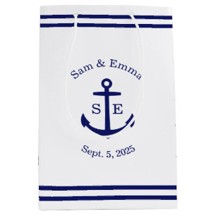 Nautical Anchor Custom (white & blue) Medium Gift Bag