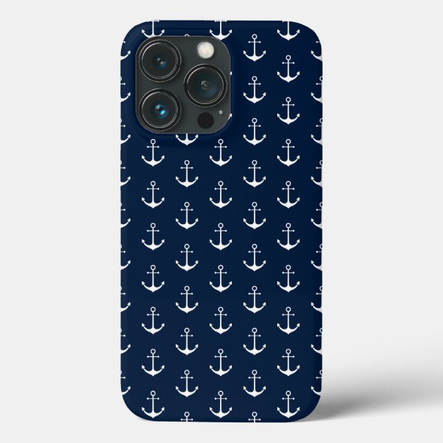 Nautical anchor dark navy blue white pattern cute Case-Mate iPhone case (Back)