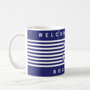 Nautical Anchor Design Navy Blue and White Stripe Coffee Mug