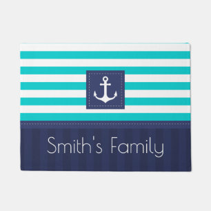 Nautical Anchor Design Personalised Family Name Doormat
