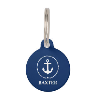 Nautical Anchor Dog Tag - Phone on Back
