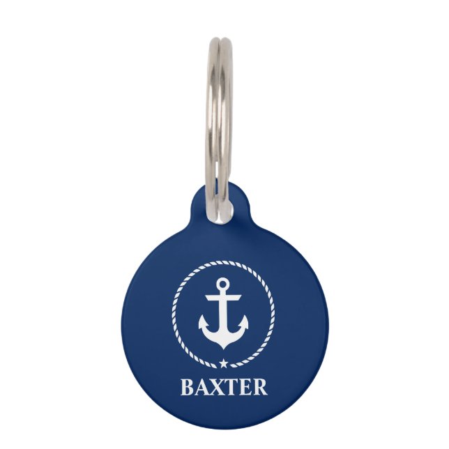 Nautical Anchor Dog Tag - Phone on Back (Front)