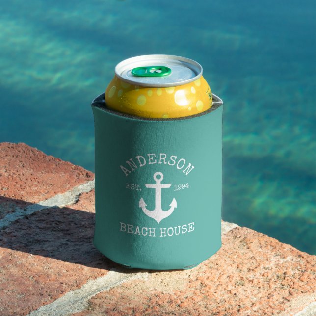 Nautical Anchor Family Beach House Can Cooler (In Situ Pool)