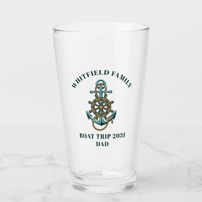 Nautical Anchor Family Cruise Matching Glass (Front)