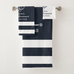 Nautical Anchor Family Name Beach Lake House Bath Towel Set