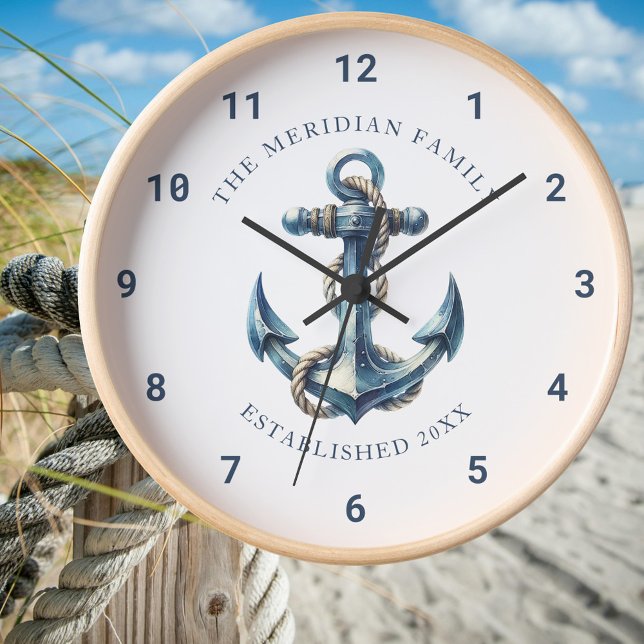 Nautical Anchor Family Name Date Established  Clock (Creator Uploaded)