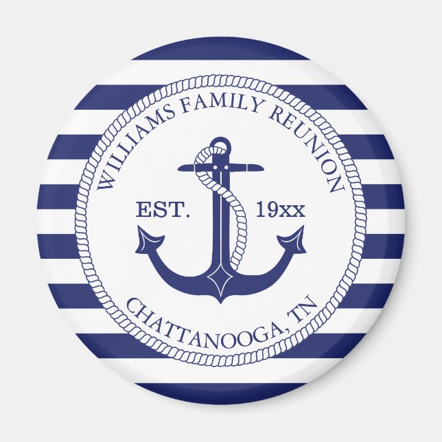 Nautical Anchor Family Reunion Monogram Magnet (Front)