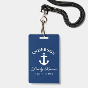 Nautical Anchor Family Reunion Navy Blue ID Badge