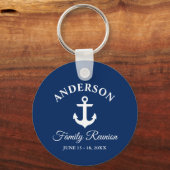 Nautical Anchor Family Reunion Navy Blue Key Ring (Front)