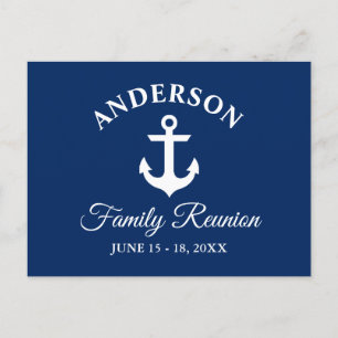 Nautical Anchor Family Reunion Navy Blue Postcard