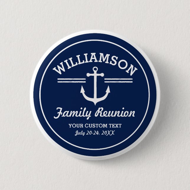Nautical Anchor Family Reunion Trip Cruise Beach 6 Cm Round Badge (Front)