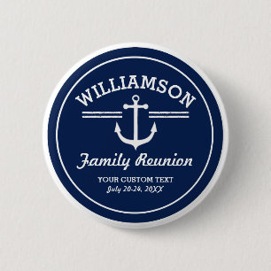 Nautical Anchor Family Reunion Trip Cruise Beach 6 Cm Round Badge
