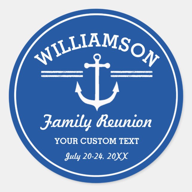 Nautical Anchor Family Reunion Trip Cruise Beach Classic Round Sticker (Front)