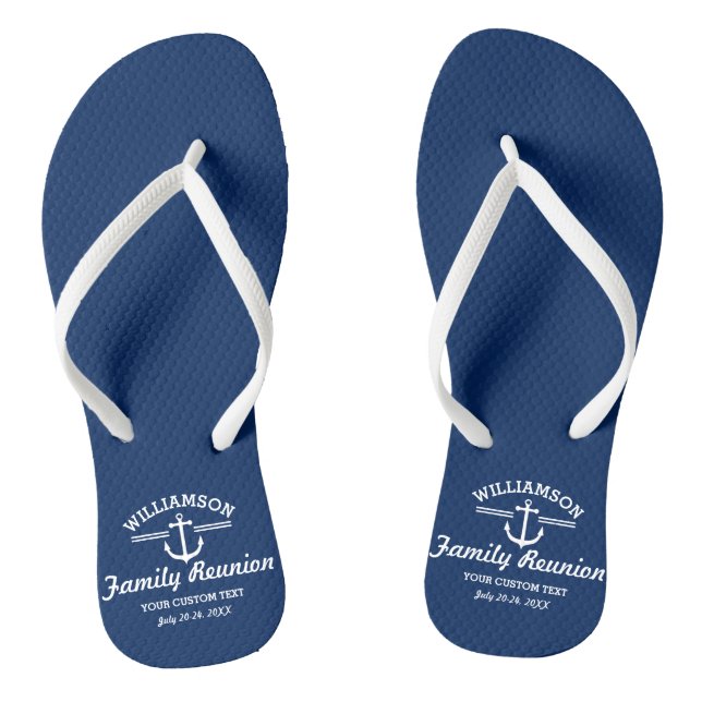 Nautical Anchor Family Reunion Trip Cruise Beach Flip Flops (Footbed)