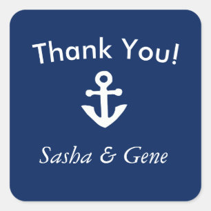 Nautical Anchor Favour Thank You Sticker