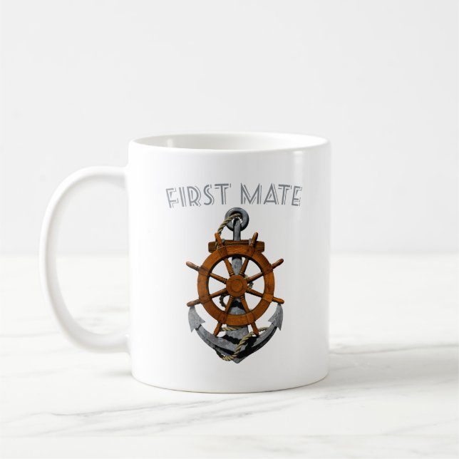 Nautical Anchor First Mate Coffee Mug (Left)