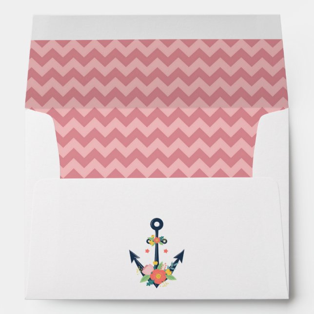Nautical Anchor Floral Baby Girl Shower Invitation Envelope (Back (Bottom))