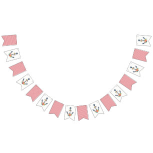 Nautical Anchor Floral Baby Girl Shower Party Bunting