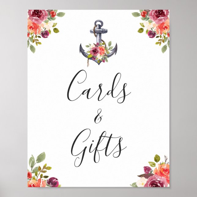 Nautical Anchor Floral Cards and Gifts Sign (Front)