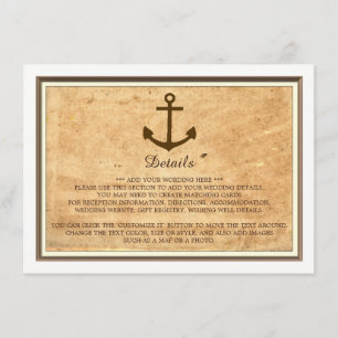 Nautical Anchor Framed Vintage Paper Wedding Enclosure Card