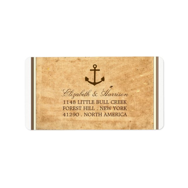 Nautical Anchor Framed Vintage Paper Wedding Label (Front)