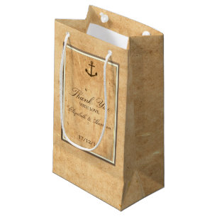 Nautical Anchor Framed Vintage Paper Wedding Small Gift Bag