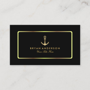 Nautical Anchor Gold Business Card