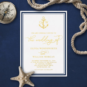Nautical Anchor Gold Foil Monogram Wedding