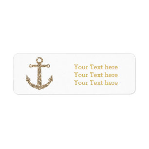 Nautical Anchor Gold Glitter Glam Address Labels