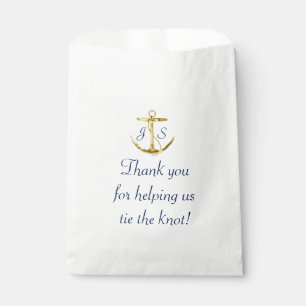 Nautical Anchor Gold Navy Blue Wedding Thank You Favour Bags