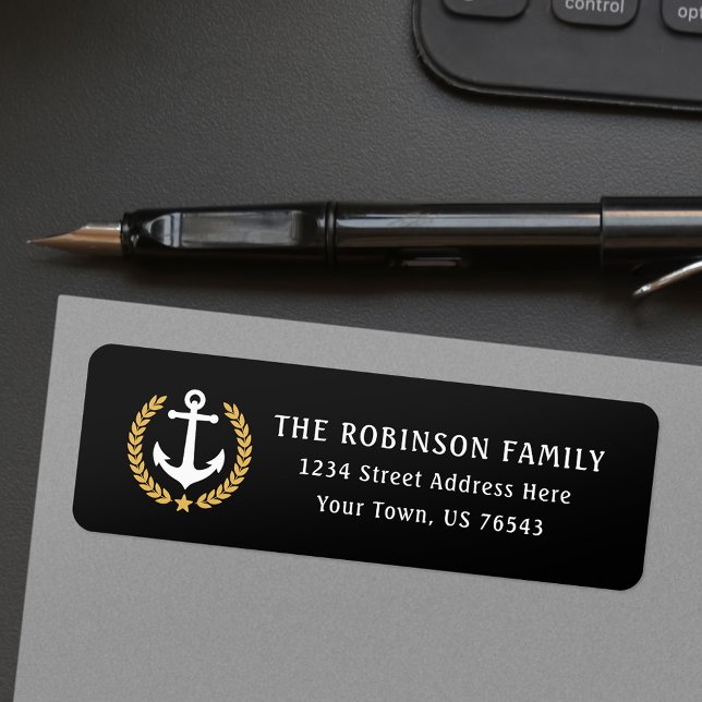 Nautical Anchor Gold Star Laurel Leaves Address (Creator Uploaded)