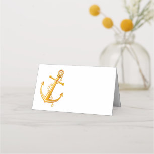 Nautical  Anchor Gold Wedding Beach Summer Elegant Place Card