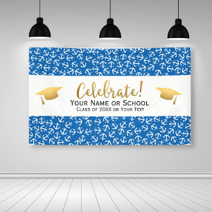 Nautical Anchor Graduation Class of 2018 Grad Cap Banner