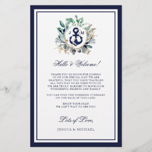 Nautical Anchor Greenery Wedding Welcome Itinerary