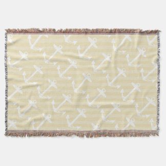 Nautical Anchor Grey and White Modern Pattern Throw Blanket