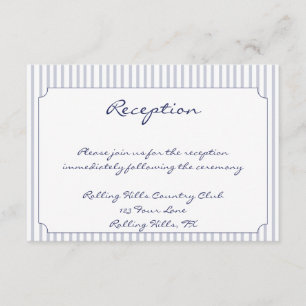 Nautical Anchor Grey Stripe Wedding Reception Enclosure Card