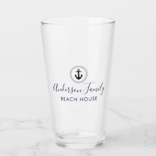 Nautical Anchor   Handwritten Family Beach House Glass