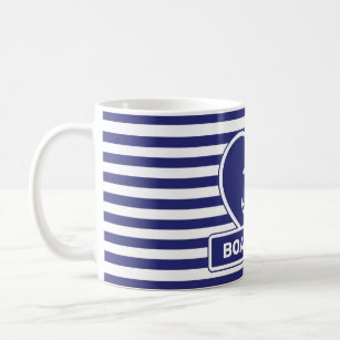 Nautical Anchor Heart Design Blue White Stripe Coffee Mug